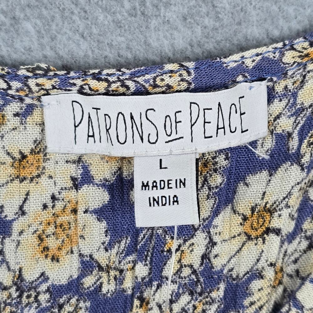 NWT Patrons of Peace Womens Large Smocked Floral Cropped V Neck Top - Picture 8 of 15